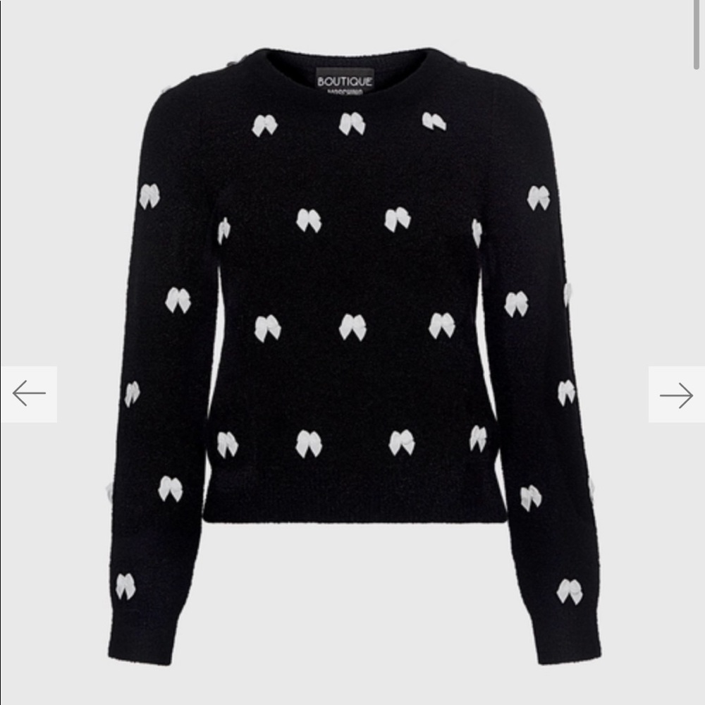 MOSCHINO BOUTIQUE BOW EMBROIDERED SWEATER